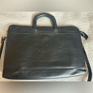 TORNABUONI TUSCANY Men's Black Leather Briefcase Messenger Travel Work Bag